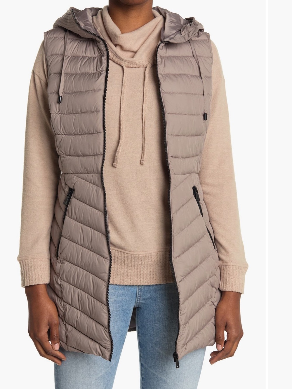 Bernardo Hooded Long Puffer Vest
